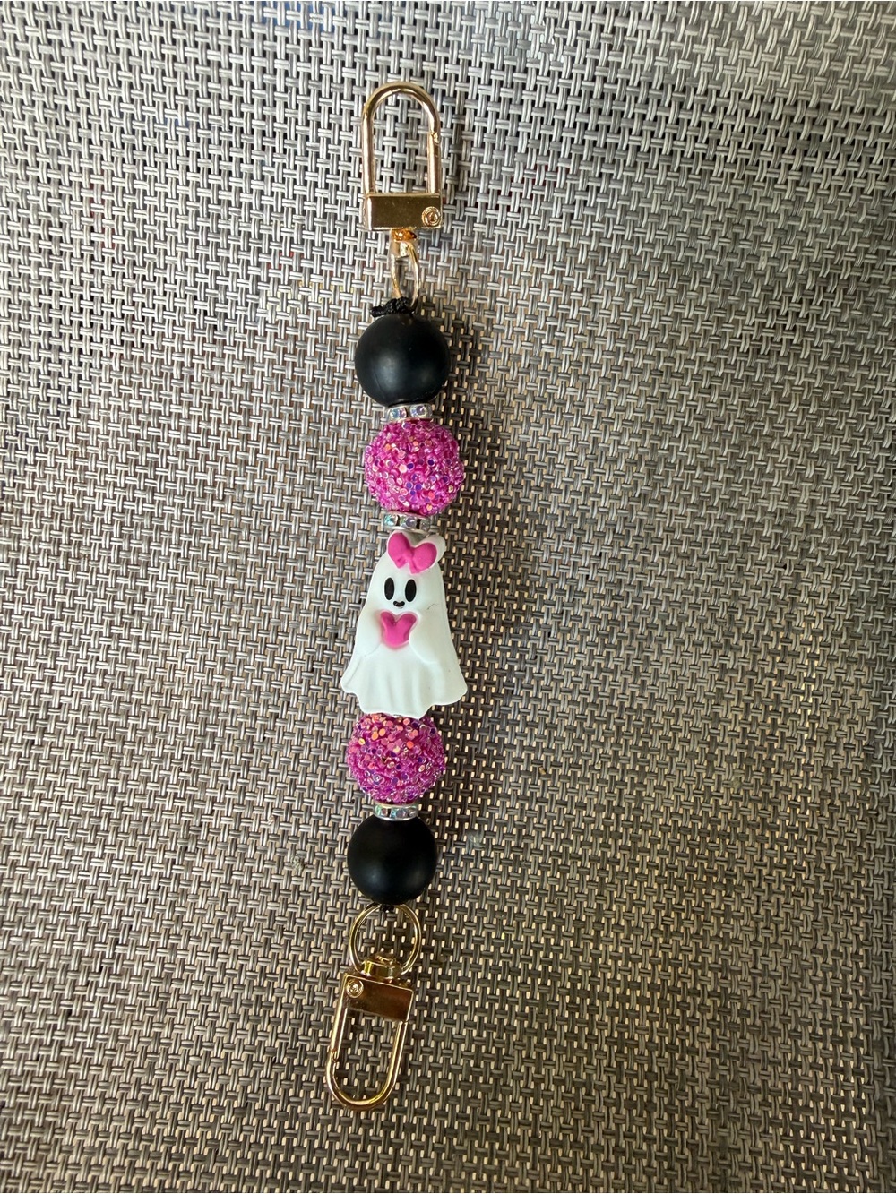 Cute Pink Ghost Beaded Kindle Charm